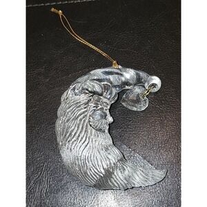 Vintage Clear Plastic Santa Claus Moon Hanging Christmas Ornament